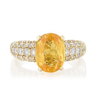 Orange Sapphire and Diamond Ring