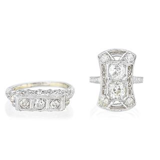 Group of Two Art Deco Rings