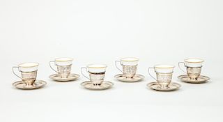 Set of Six American Silver Demitasse Cup Holders and Stands