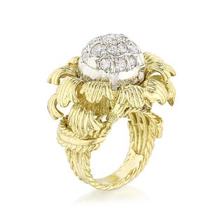 Diamond Gold Flower Ring