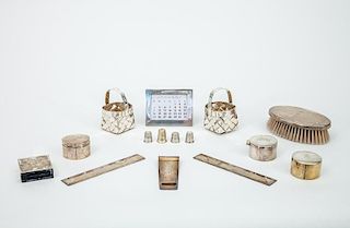 Group of Seven Tiffany & Co. Silver Desk Accessories; a German Silver Tape Measure, Retailed by Tiffany & Co.; and a Pair of 