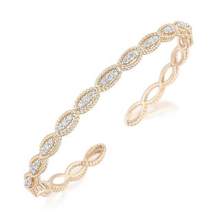 Diamond Gold Hinged Cuff Bracelet