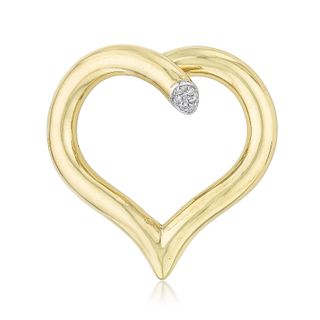 Diamond Gold Heart Brooch, Italian
