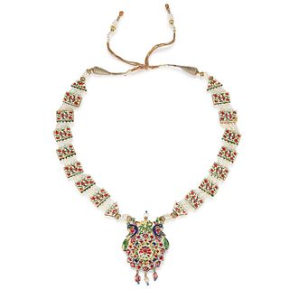 Indian Pearl and Enamel Necklace