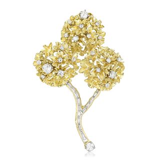 Vintage Y-Gold diamond tree brooch