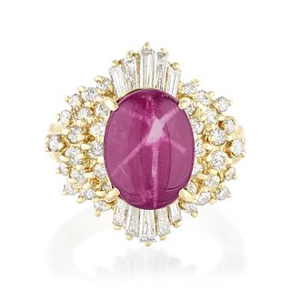 Star Ruby and Diamond Gold Ring