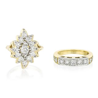 Group of Two Diamond Gold Rings