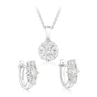 Group of Diamond Necklace and Diamond Earrings