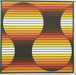 Green Intertwining Forms Serigraph by Isaac Inbal