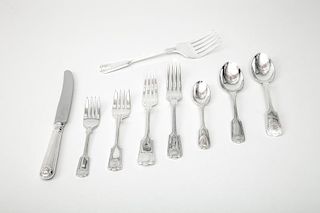 Modern English Assembled Silver-Plated 88-Piece Flatware Service, in the 'Fiddle, Shell and Thread' Pattern