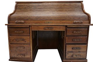20th Century American Oak Rolltop Desk