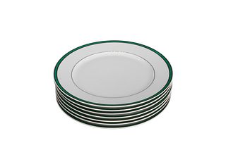 Christofle Porcelain Rubanea Vert Dinner Plates