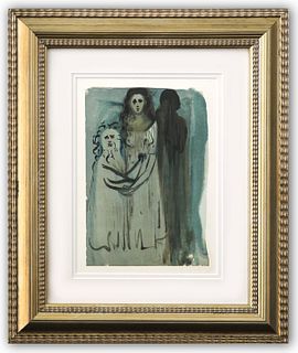Salvador Dali- Original Color Woodcut on B.F.K. Rives Paper "Purgatory 16"
