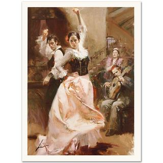 Pino (1939-2010), "Dancing In Barcelona" Hand Signed Limited Edition on Canvas with Certificate of Authenticity.