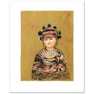 Hill Tribe Youth Limited Edition Lithograph by Edna Hibel (1917-2014), Numbered and Hand Signed with Certificate of Authenticity.