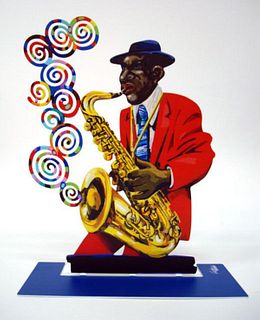 David Gershtein- Free Standing Sculpture "Saxophone Player (Jazz Club)"