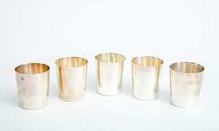 Set of Five Randal Monogrammed Silver Julep Cups