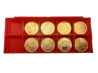 Eight Gold Eagle $5 1/10 oz. Gold Coins