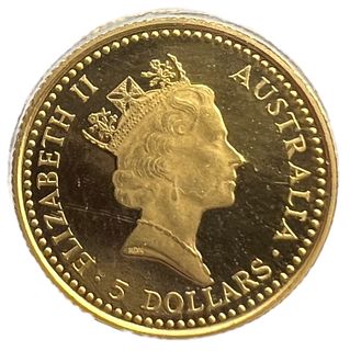 1990 Australia 1/20 oz Gold Nugget, $5 Dollars