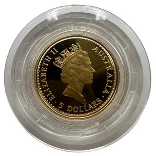 1991 Australia 1/20 oz Gold Nugget, $5 Dollars