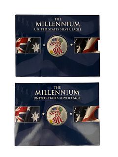 Two 2000 Millenium Colorized American Silver Coins