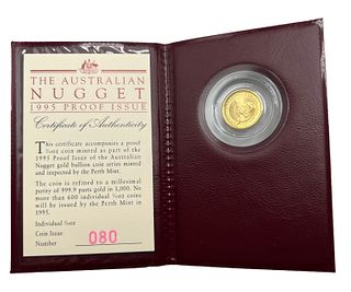 1995 $15 1/10 Oz Australian Nugget Gold Coin,Proof