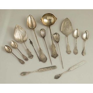 Assorted Silver Serving Pieces, Twist Handles