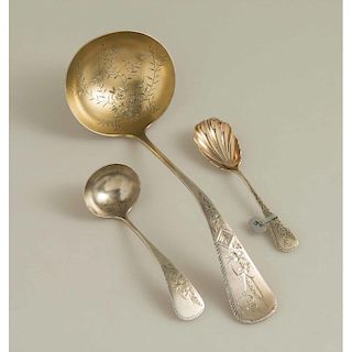 Vanderslice Silver Serving Pieces, Antique Engraved Wheat Pattern