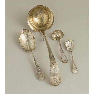 Schulz & Fischer Silver Serving Pieces, Engraved Wheat Pattern