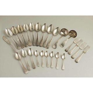Silver Flatware, Antique Engraved Wheat Pattern