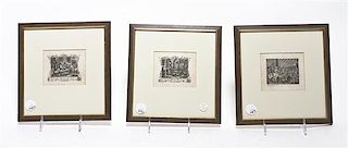 A Set of Three English Engravings, Dent, Height of each 3 1/4 x width 4 inches.