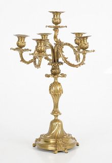 Louis XV Style Gilt Bronze Six Light Candelabrum