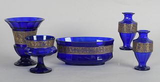 A Set of Moser Glass Cobalt Vases