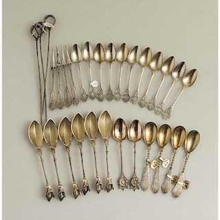 Assorted Silver Demitasse Spoons, Picks & Skewers