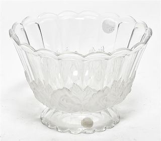 A Molded and Frosted Glass Center Bowl, Diameter 8 3/4 inches.