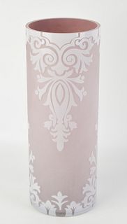 VICTORIAN CAMEO GLASS CYLINDER VASE