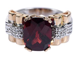 14kt. Garnet and Diamond Ring