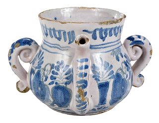 English Delftware Blue and White Small Posset Pot