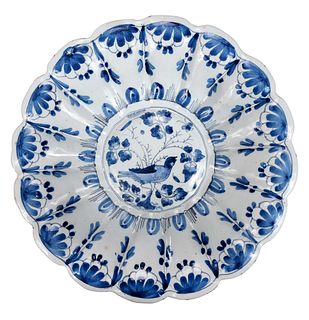 English Delftware Blue and White Lobed Dish