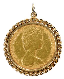 1977 Bermuda $100 Gold Coin in Bezel 