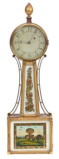 Willard Patent Boston Parcel Gilt, Eglomise and Mahogany Banjo Clock