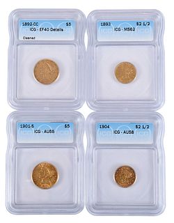Four Graded U.S. Gold Coins 