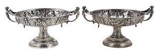 Pair of Continental Silver Figural Winged Tazza