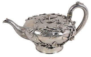 Victorian English Silver Floral Teapot