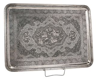 Large Persian Silver Tray  