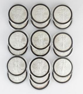 UNITED STATES SILVER EAGLES, LOT OF 19