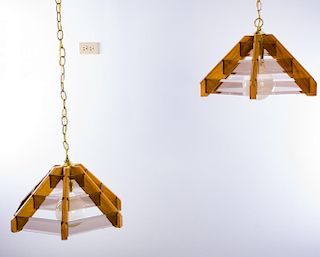 Hanging Pendant Chandeliers, Pair