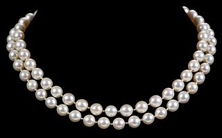 One Single Strand of White Cultured Pearls 