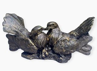 MAITLAND SMITH Bronze Love Birds Sculpture With Beautiful Petina