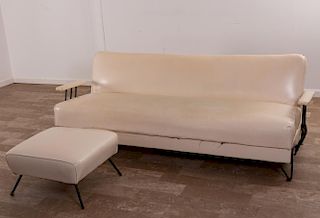 Sleeper Sofa, Wrought Iron & White Vinyl